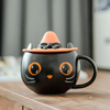 Mug chat noir d'Halloween avec couvercle chapeau de sorcière