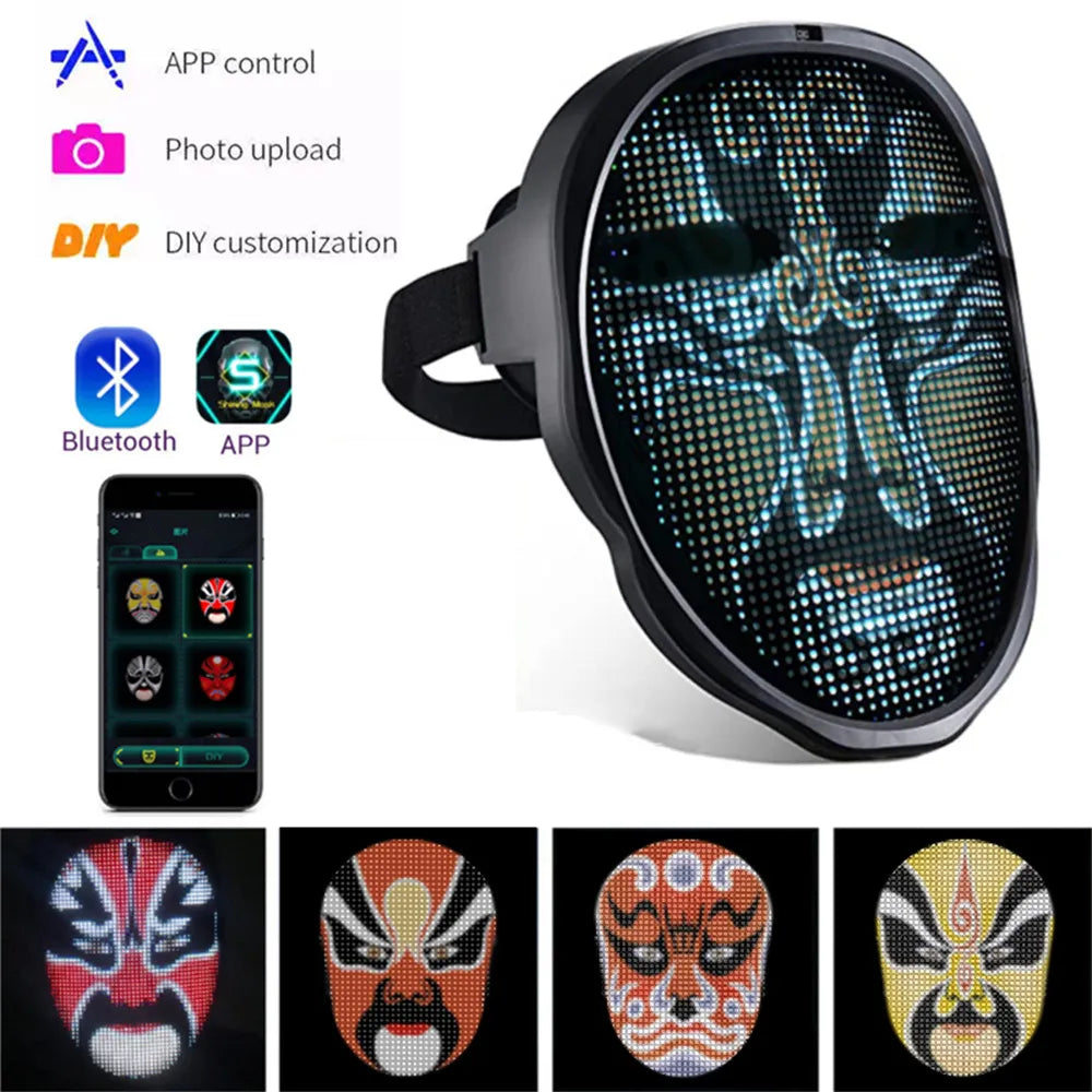 Máscara LED facial Halloween controlada por app