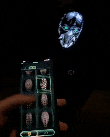 Máscara LED facial Halloween controlada por app