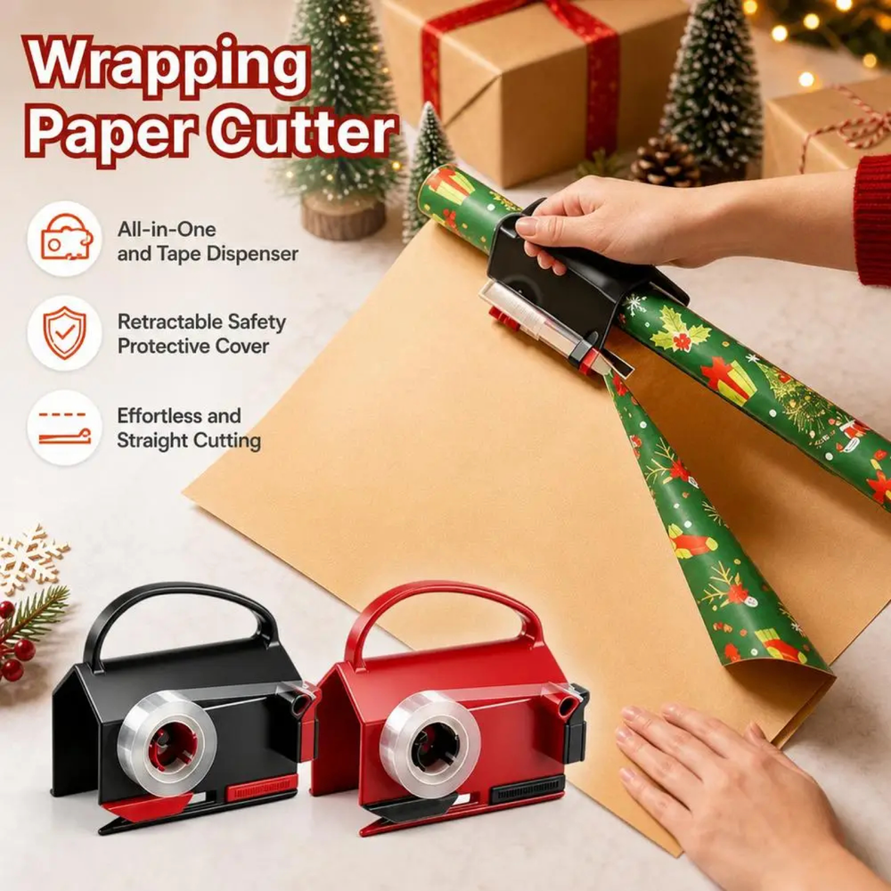Taglierina per carta regalo con dispenser di nastro adesivo