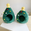 Cuccia per gatti in peluche a forma di albero di Natale
