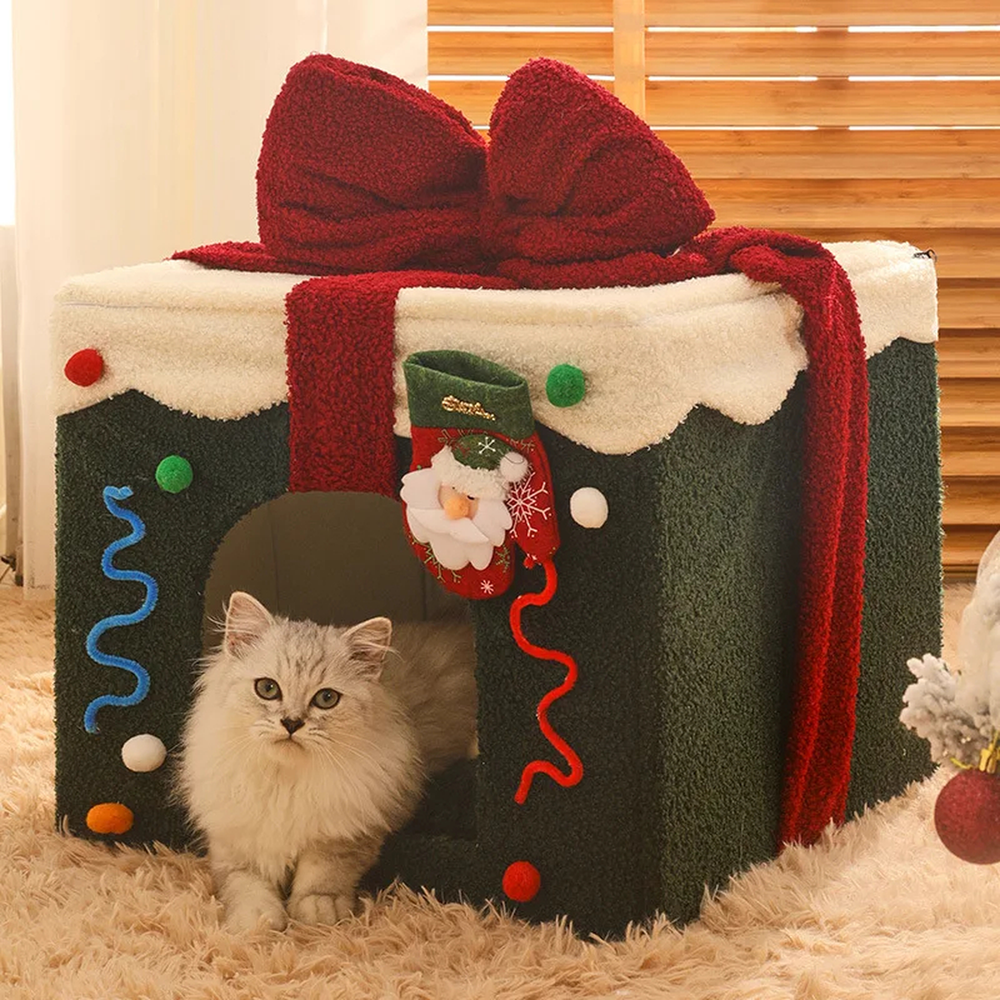 Casetta regalo di Natale per gatti