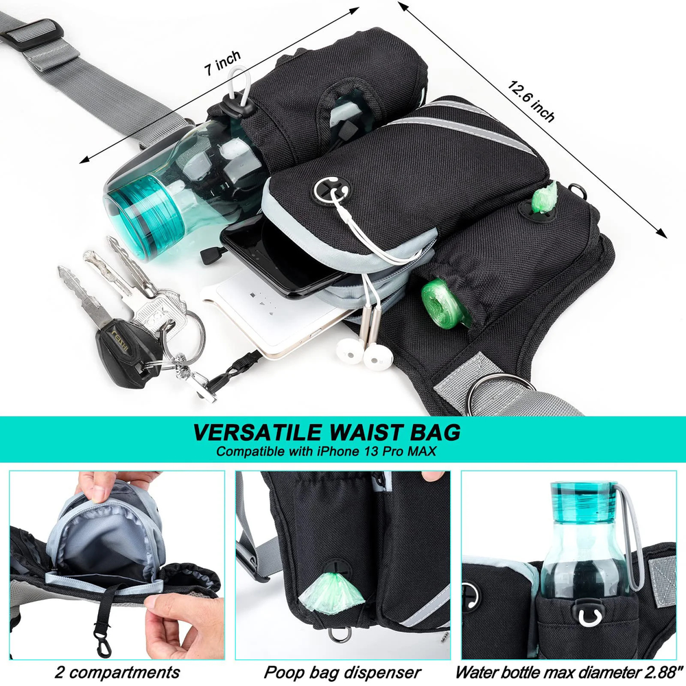 Gürteltasche oder Leine für Hundespaziergänge