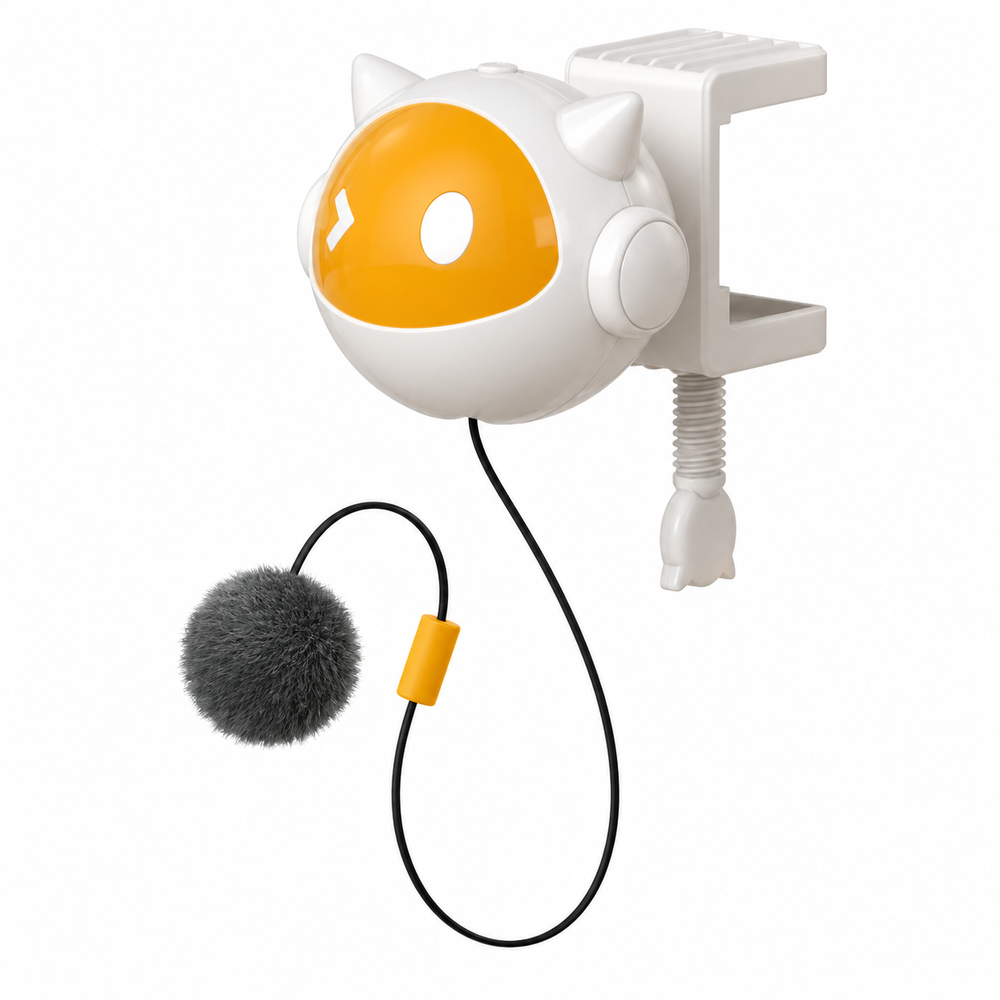Gioco per gatti con pallina sospesa e pinza