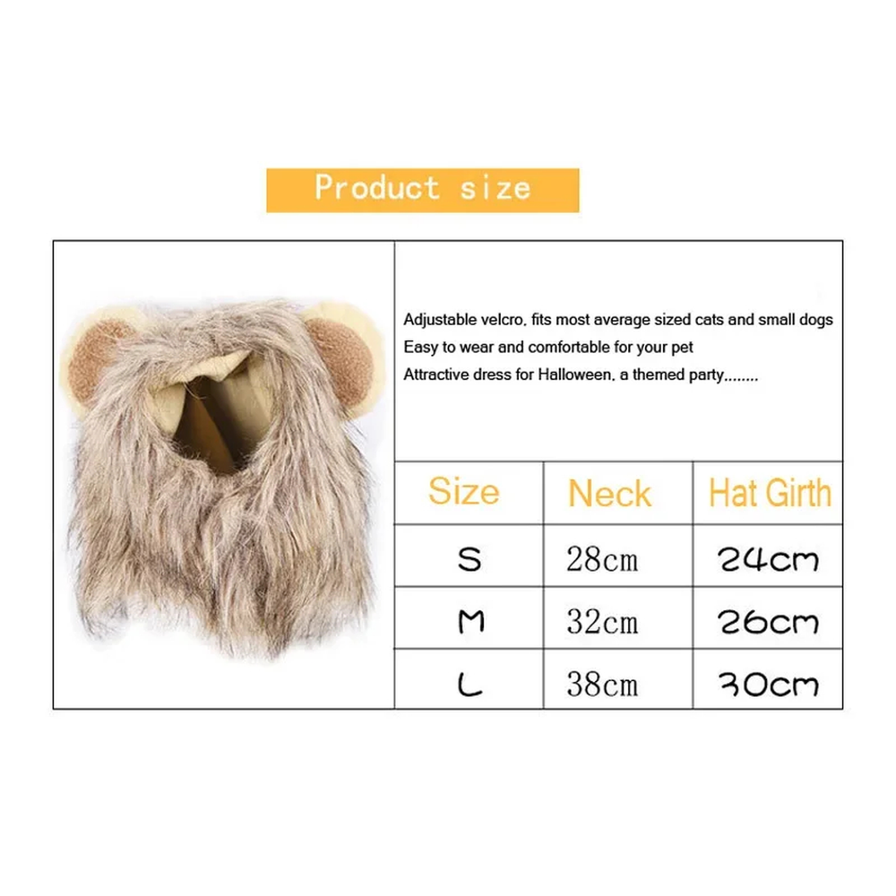Costume crinière de lion pour chien et chat