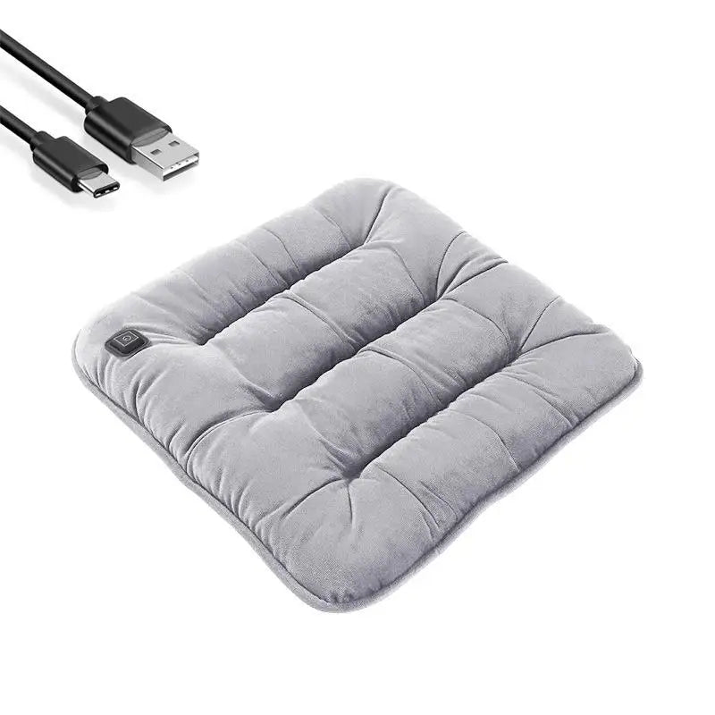 Coussin de siège chauffant gris avec câble USB