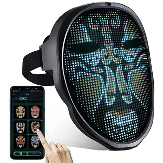 Máscara LED facial Halloween controlada por app