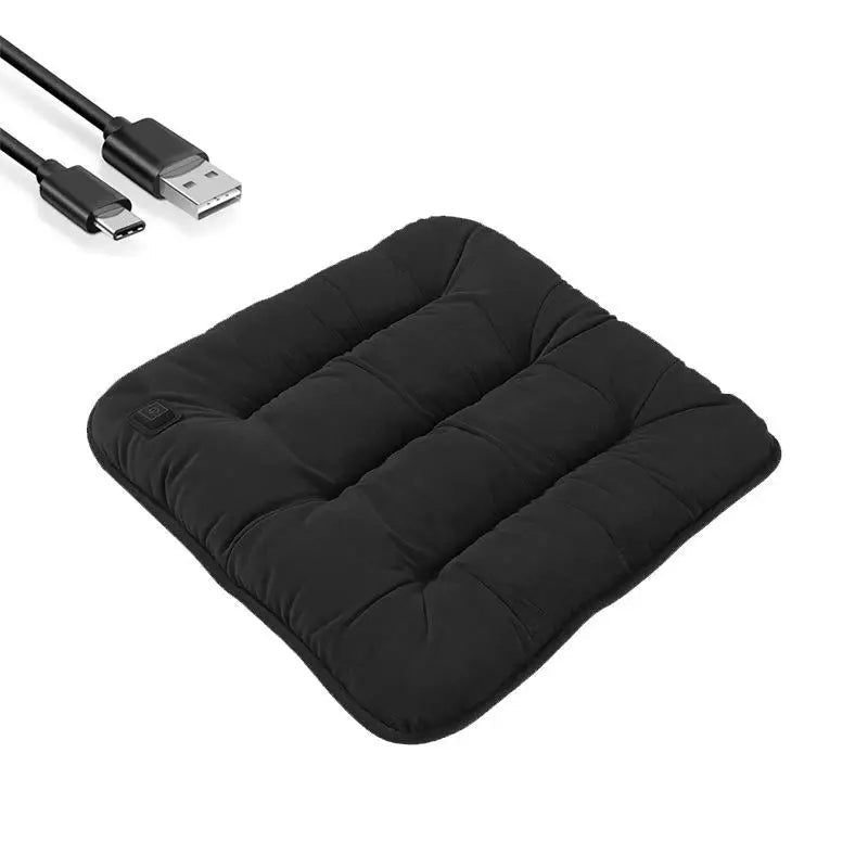Coussin de siège chauffant noir avec câble USB