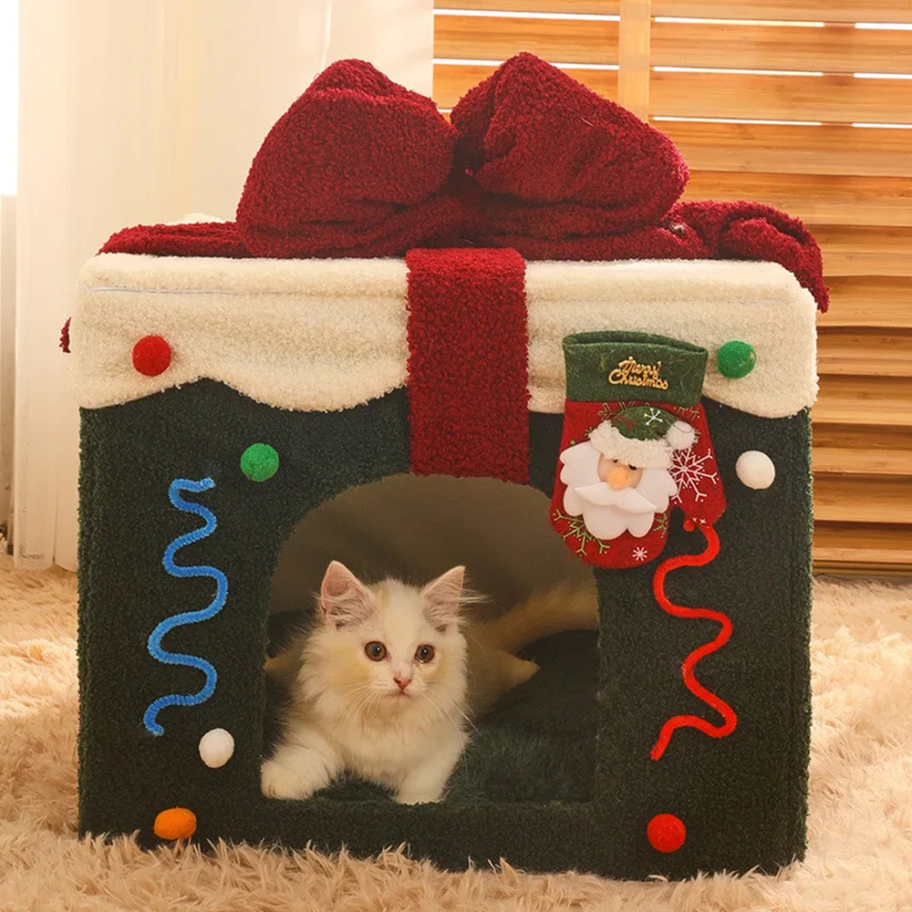 Casetta regalo di Natale per gatti