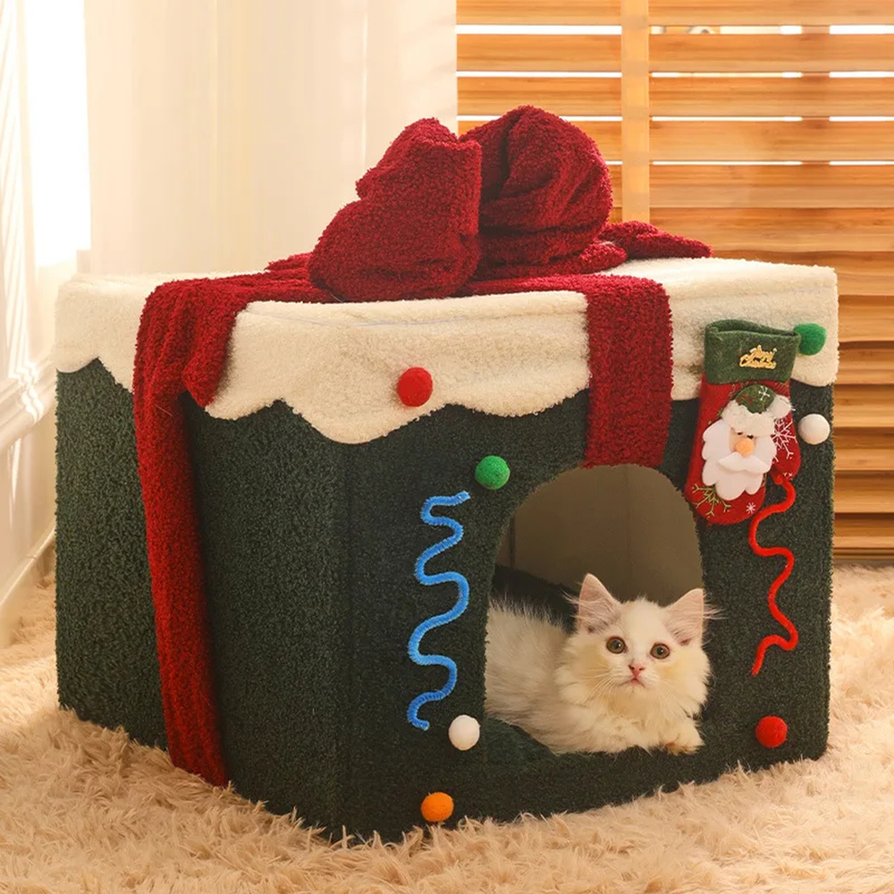 Casetta regalo di Natale per gatti