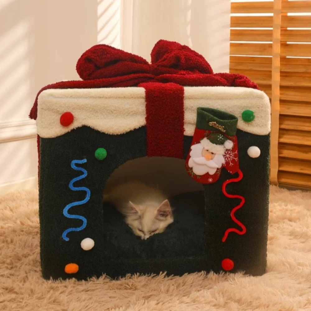 Casetta regalo di Natale per gatti