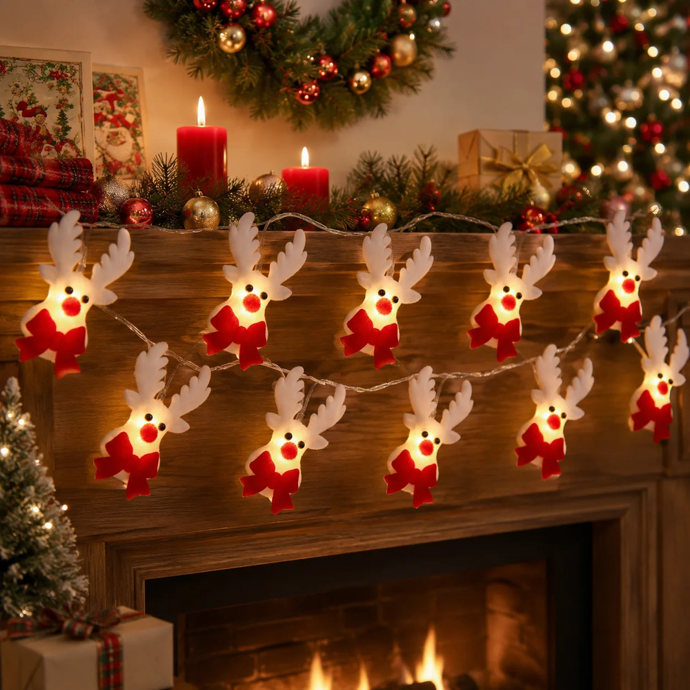 Weihnachtslichterkette Schneemänner oder Rentiere
