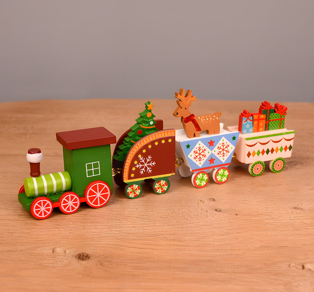 Petit train de Noël en bois